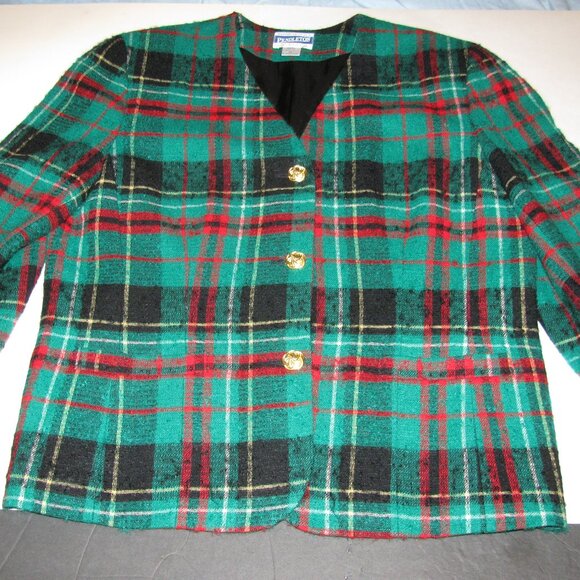 Pendleton Jackets & Blazers - VTG Pendleton Womans Blazer Size 16 100% Virgin Wool USA Made Preppy green plaid